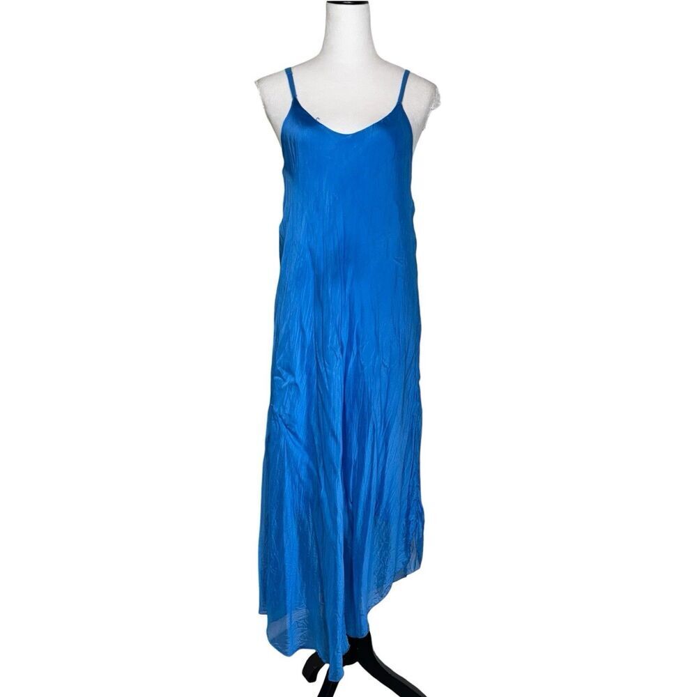 Y2K Silk Blend Maxi Slip Dress OS Blue Ethereal Angel Fairy Luxury Whimsical